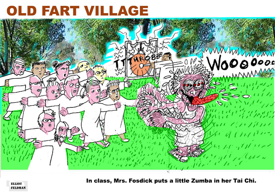 Cartoon: Old Fart Village | Elliot Feldman | Scene4 Magazine-October 2017 | www.scene4.com