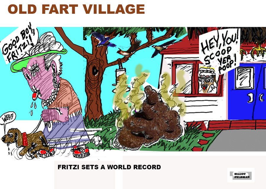 Cartoon: Old Fart Village | Elliot Feldman | Scene4 Magazine-March 2018 | www.scene4.com