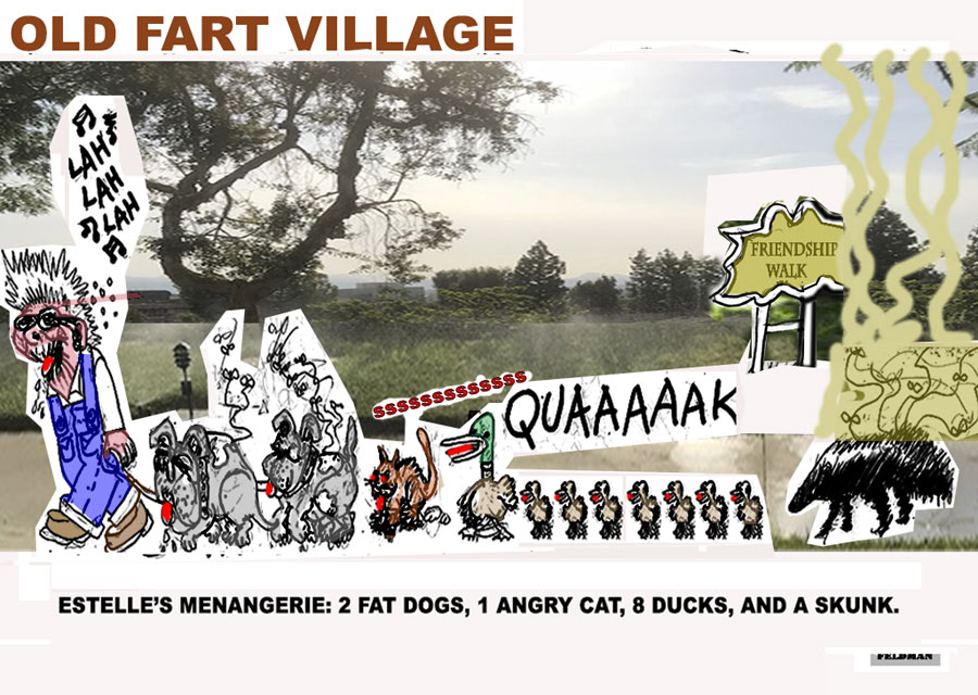 Cartoon: Old Fart Village | Elliot Feldman | Scene4 Magazine-August 2018 | www.scene4.com