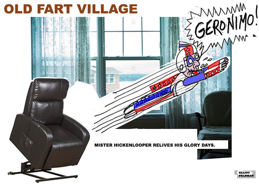 Cartoon: Old Fart Village | Elliot Feldman | Scene4 Magazine-January 2018 | www.scene4.com
