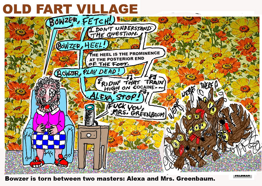 Cartoon: Old Fart Village | Elliot Feldman | Scene4 Magazine-June 2018 | www.scene4.com