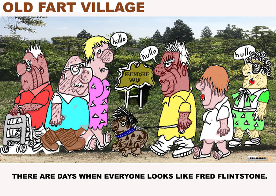 Cartoon: Old Fart Village - "Yabba Dabba Doo" | Elliot Feldman | Scene4 Magazine - October 2018-www.scene4.com