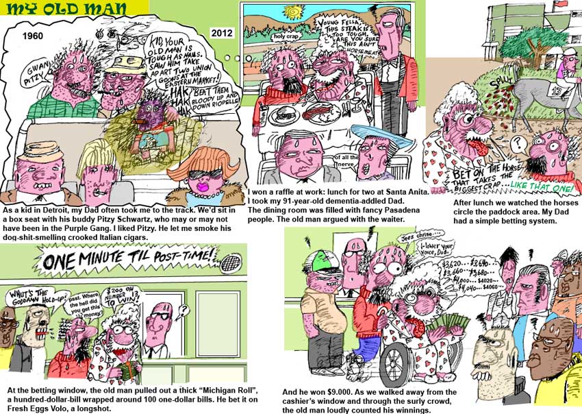 Scene4 Magazine: Comics - "My Old Man - Santa Anita Tout" | Elliot Feldman | August 2012 | www.scene4.com