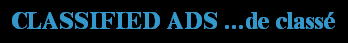 CLASSIFIED ADS ...de class�